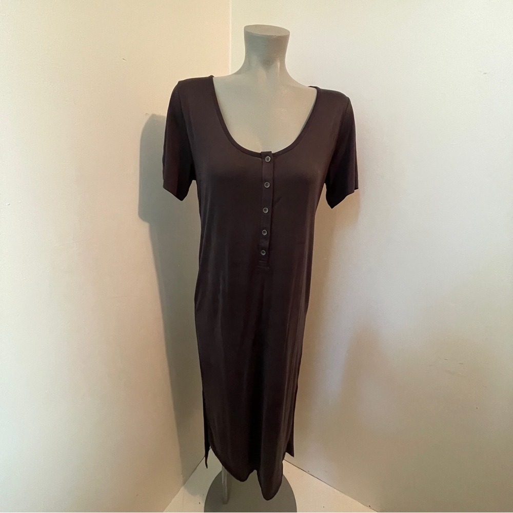 Lucky Brand Dress Short Sleeve Button Down Cotton Black Small